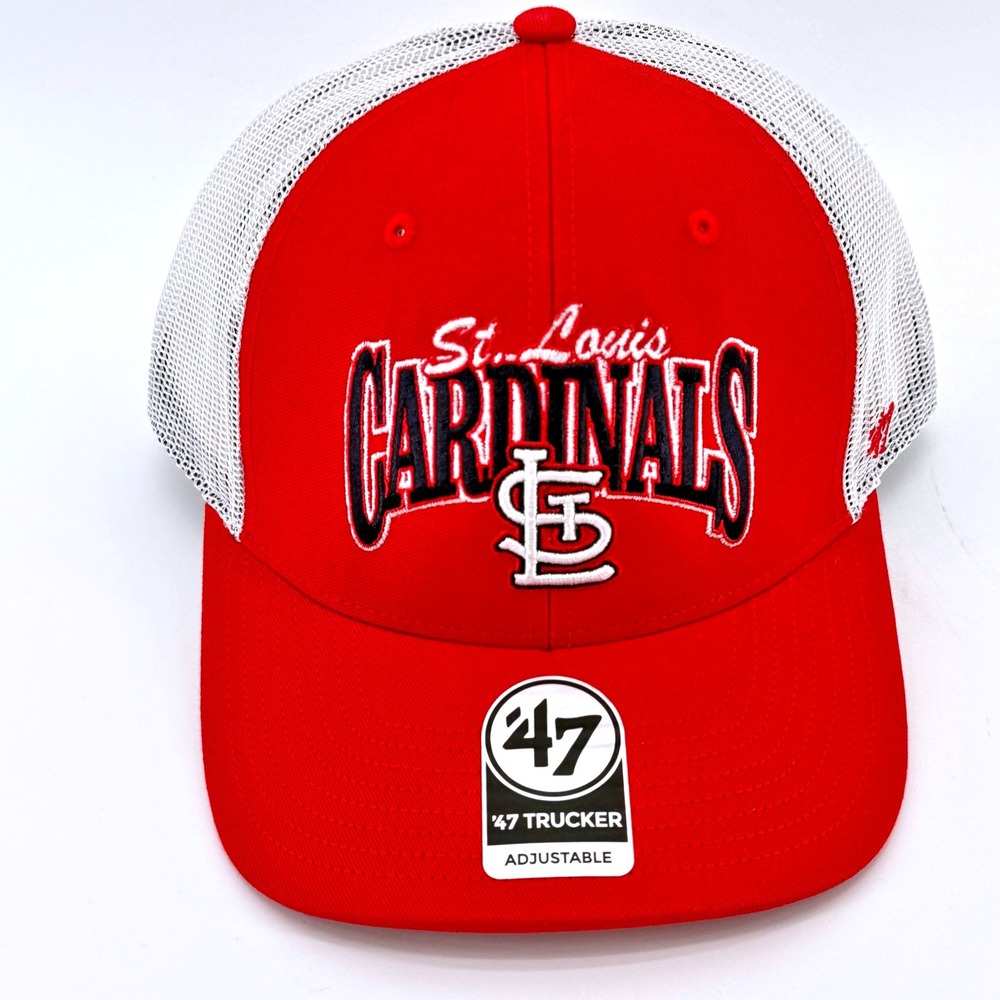 St. Louis Cardinals Hat Cap 47 Red White Keystone Trucker Mesh Adjustable NEW